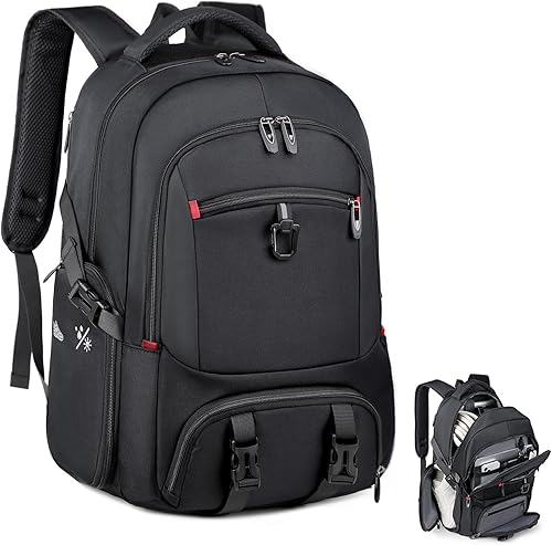 Mochila de viaje para laptop, aprobada para el vuelo, mochila expandible de 45 L, compatible con computadora de 17 pulgadas con compartimento para