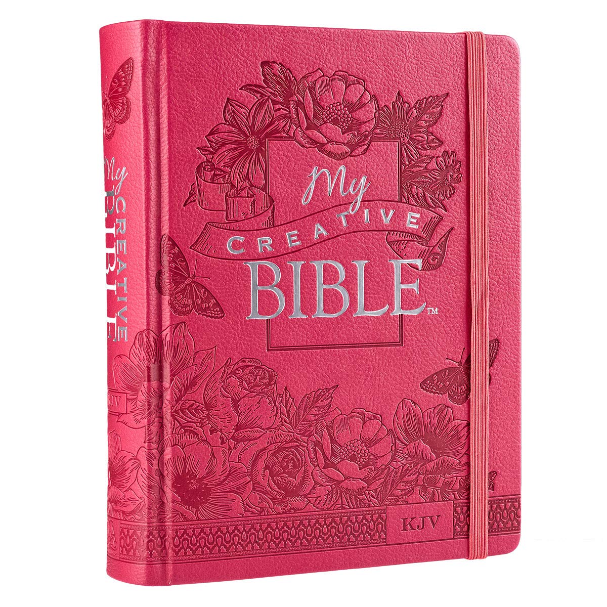 KJV Holy Bible, My Creative Bible, Faux Leather Hardcover - Ribbon Marker, King James Version, Pink Floral W/Elastic Closure Hardcover – 24 Feb. 2016