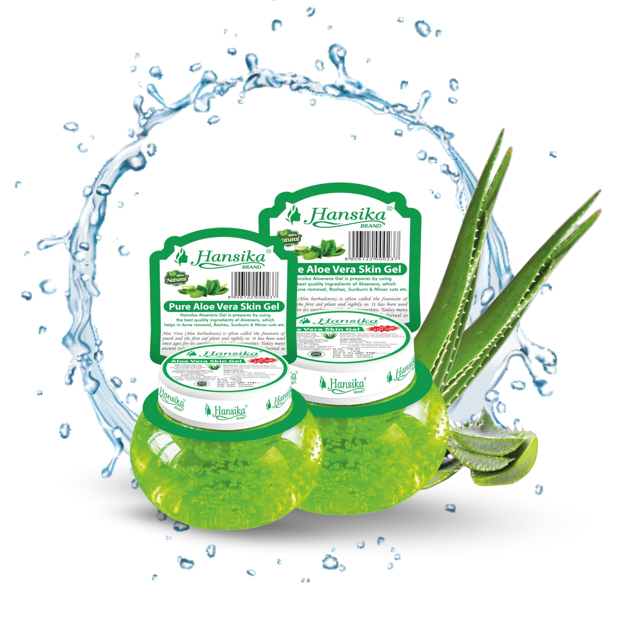 Hansika Aloe Vera Gel – 120g Pack | Natural & Pure Aloe Vera Gel for Face, Skin, Hair, and Body Care