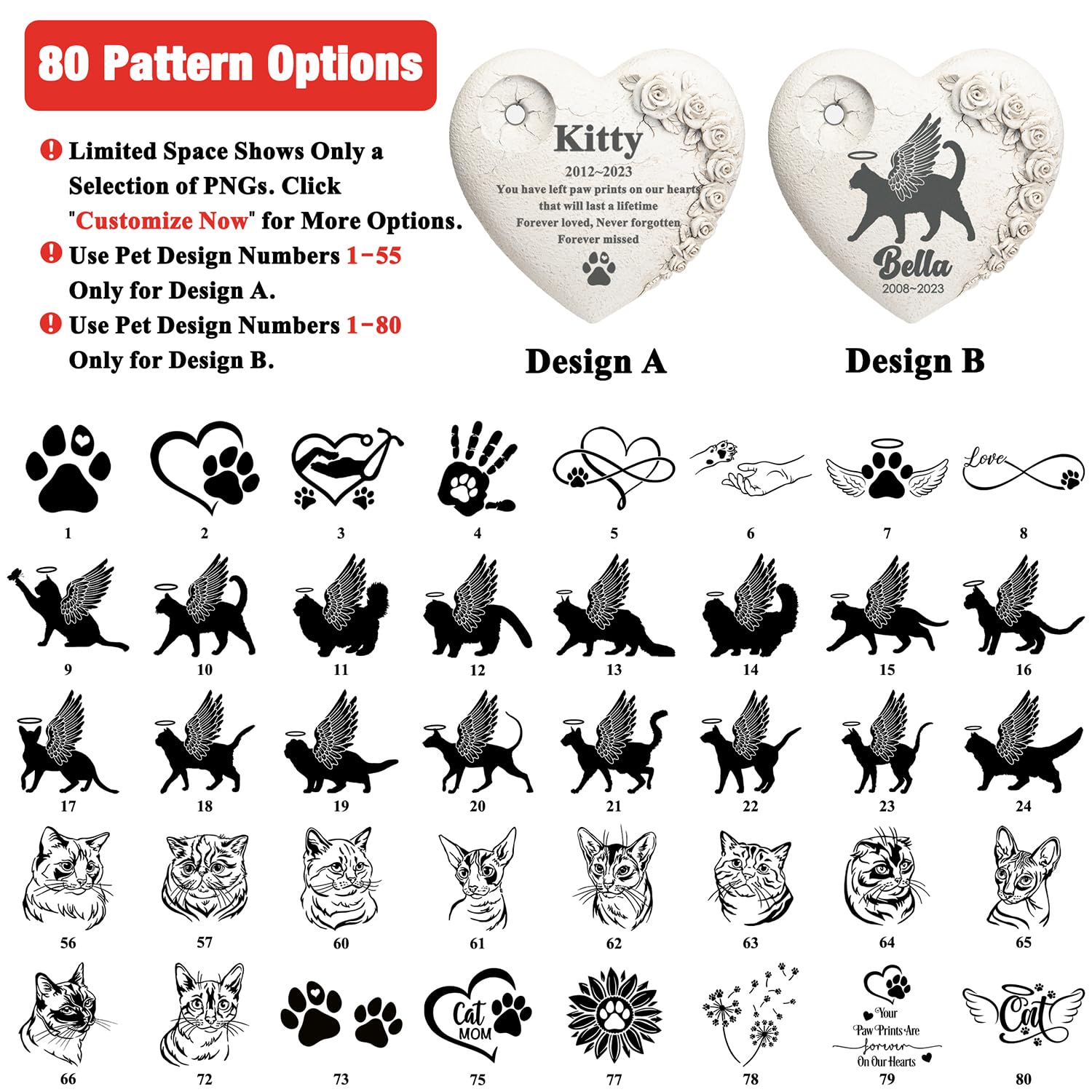 HENTOL Personalized Cat Memoiral Stones, Cat Grave Markers Outdoor, Pet Headstones for Cats, Cat Tombstone, Pet Memorial Garden Stones, Cat Memorial Gifts for Loss of Cat