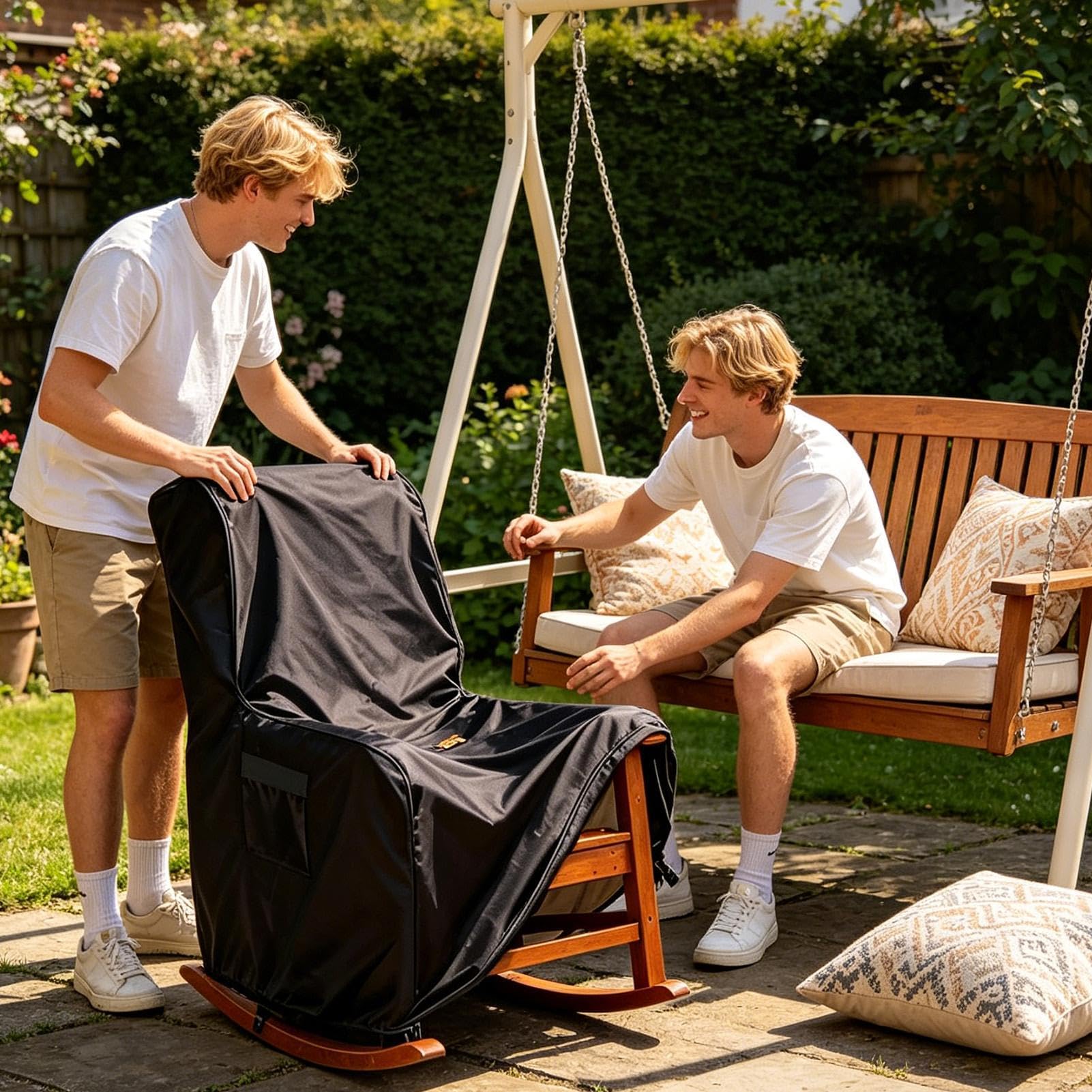 Rocking Chair Cover - Outdoor Recliner Protector, Heavy Duty Furniture Shield, Weather Resistant Patio Furniture Protection Cover, Durable Waterproof Chair Çover For Garden Porch Balcony Backyard Camp