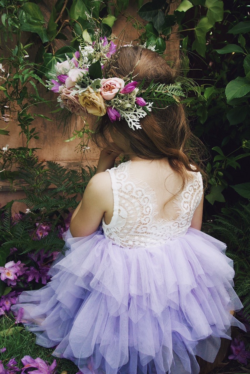 Topmaker Mädchen Backless A-Line Spitze zurück Kleid Flower 6-12months