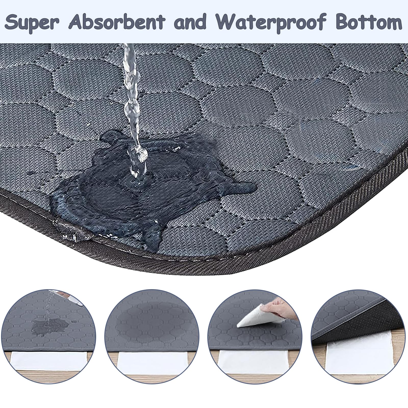 Washable Dog Mat Pee Pads, 2 Pack Reusable Dog Training Pads, Instant Water Absorbent Waterproof Dog Urine Mat - Image 4