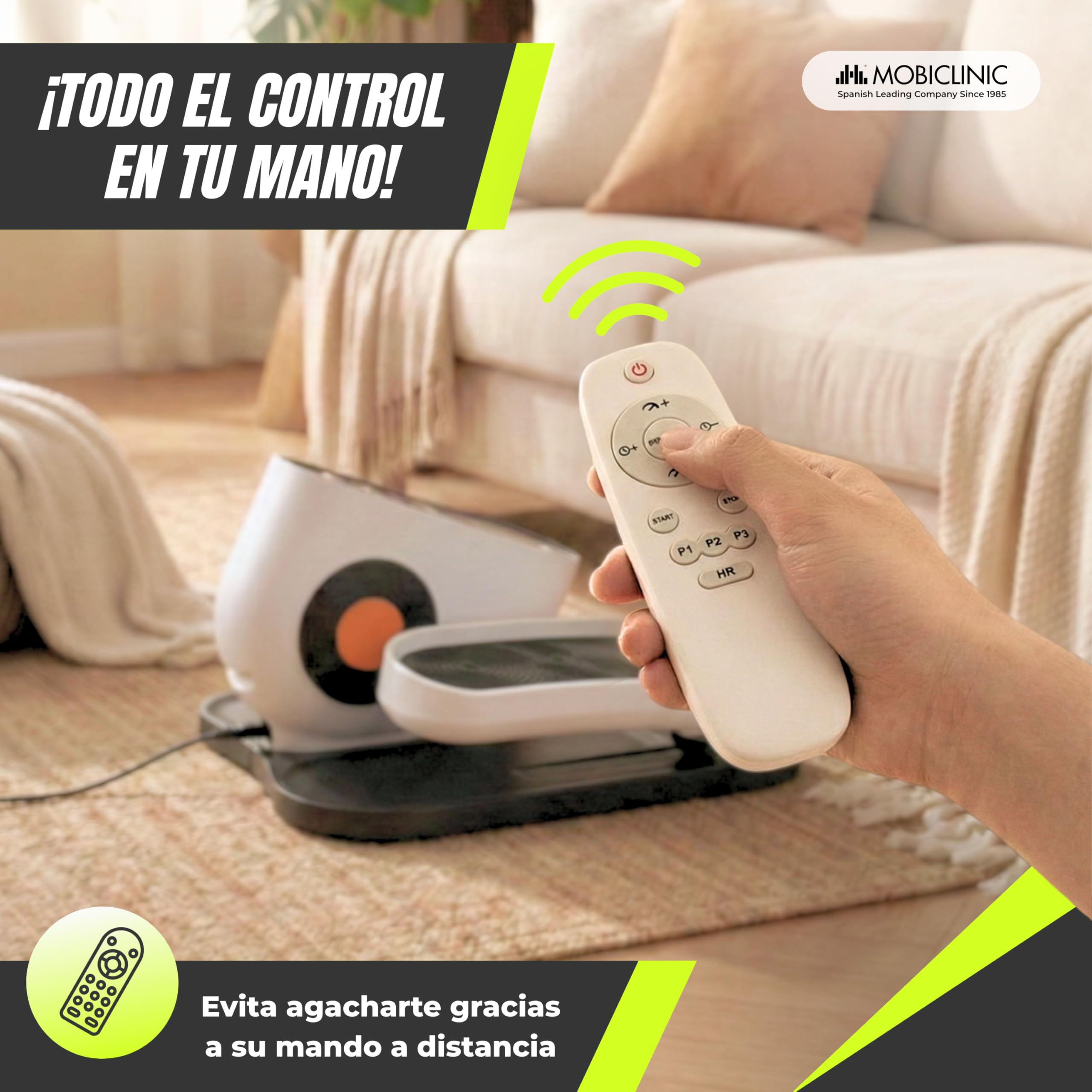 Mobiclinic®, Mini Elíptica Eléctrica, Modo Manual y Automático, Pantalla LED, Mando a Distancia, 10 Velocidades, Pedaleo Bidireccional, Silencioso, Antideslizante, Hogar y Oficina, Mobidal