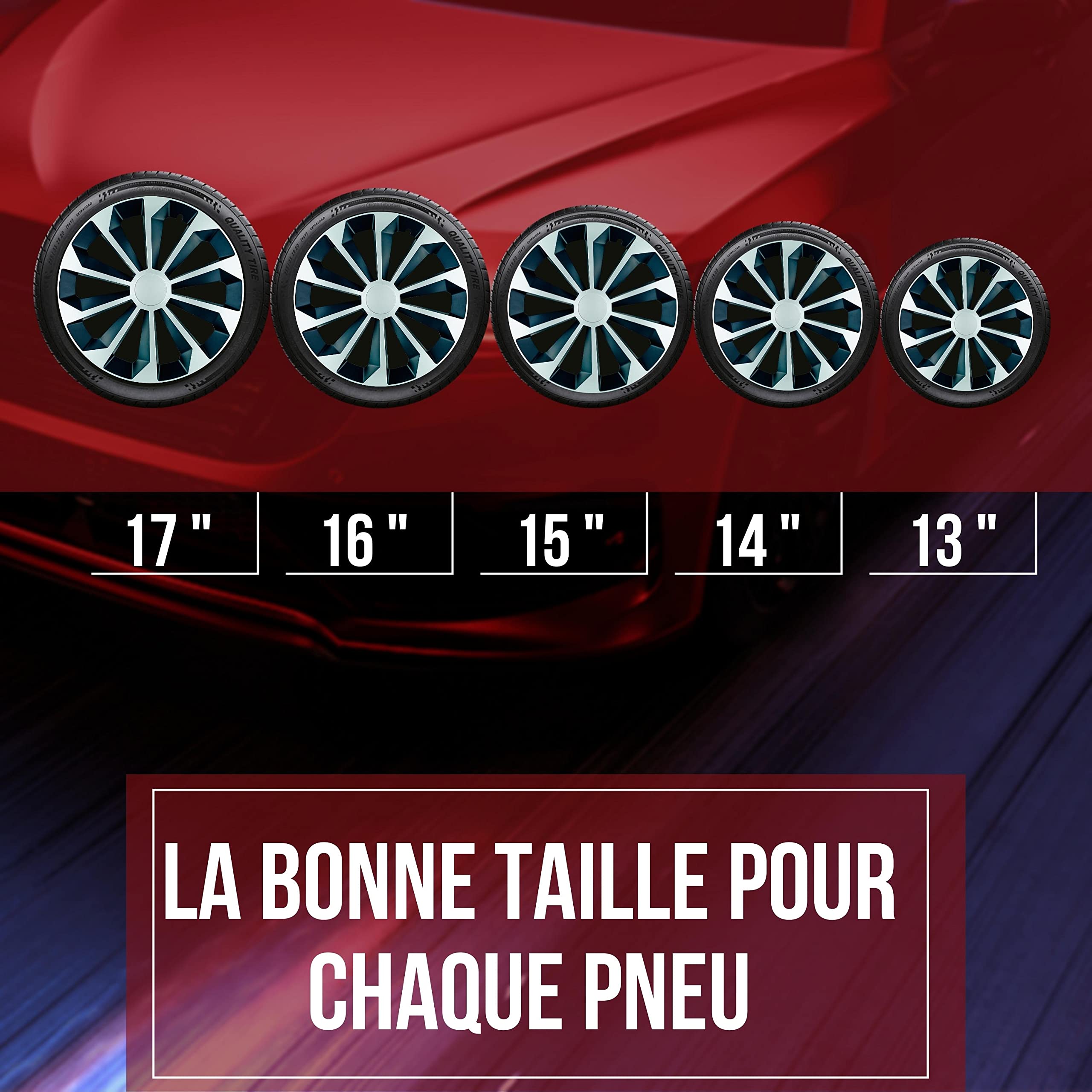 Albrecht 15 Pouces Argent/Noir enjoliveurs pour Jantes en Acier - Fame enjoliveur de Roue en Plastique avec Peinture en Couches - Enjoliveurs dans l'emballage d'origine Albrecht - Fabriqué en UE