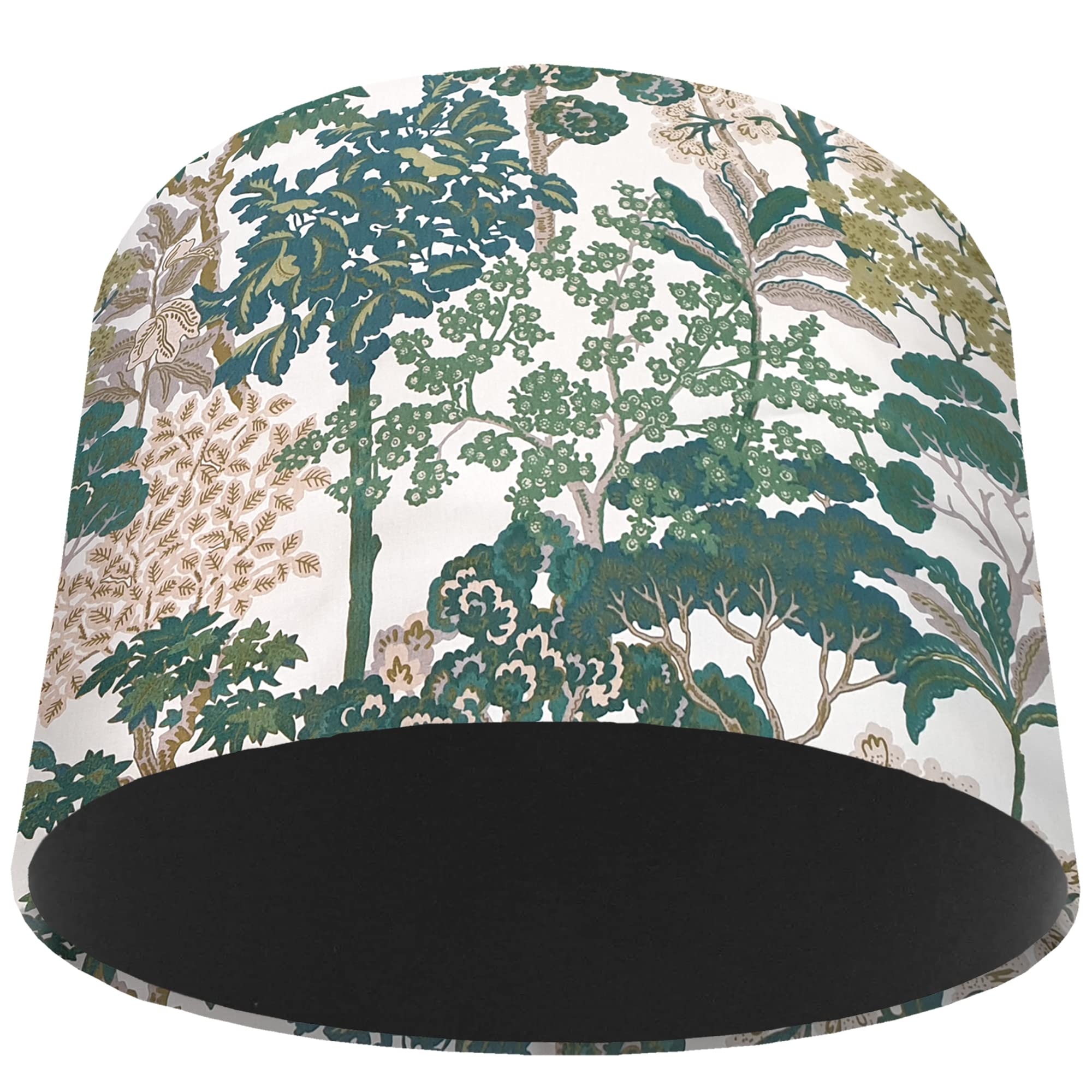 Green Lampshade with Choice of Colour Lining, Country and Nature Themed Tree Design (Black)