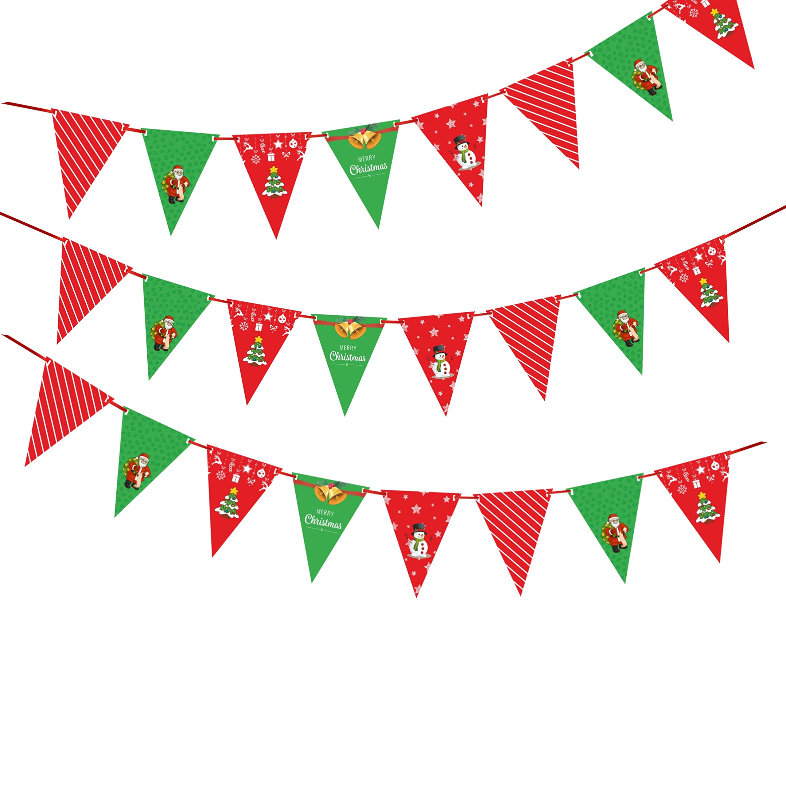Merry Christmas Decoration Banner Buntings Flags Triangular Shape Pack of 3