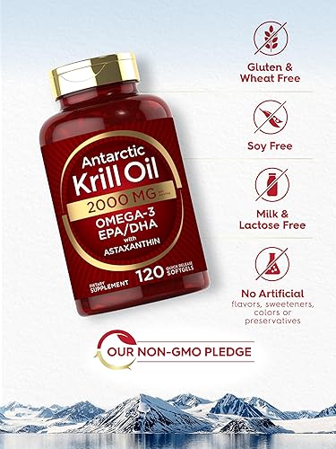 Miniatura 5 de Carlyle Aceite de krill antártico 2000 mg 120 cápsulas blandas Omega-3 EPA, DHA, con suplemento de astaxantina procedente de krill rojo, máxima