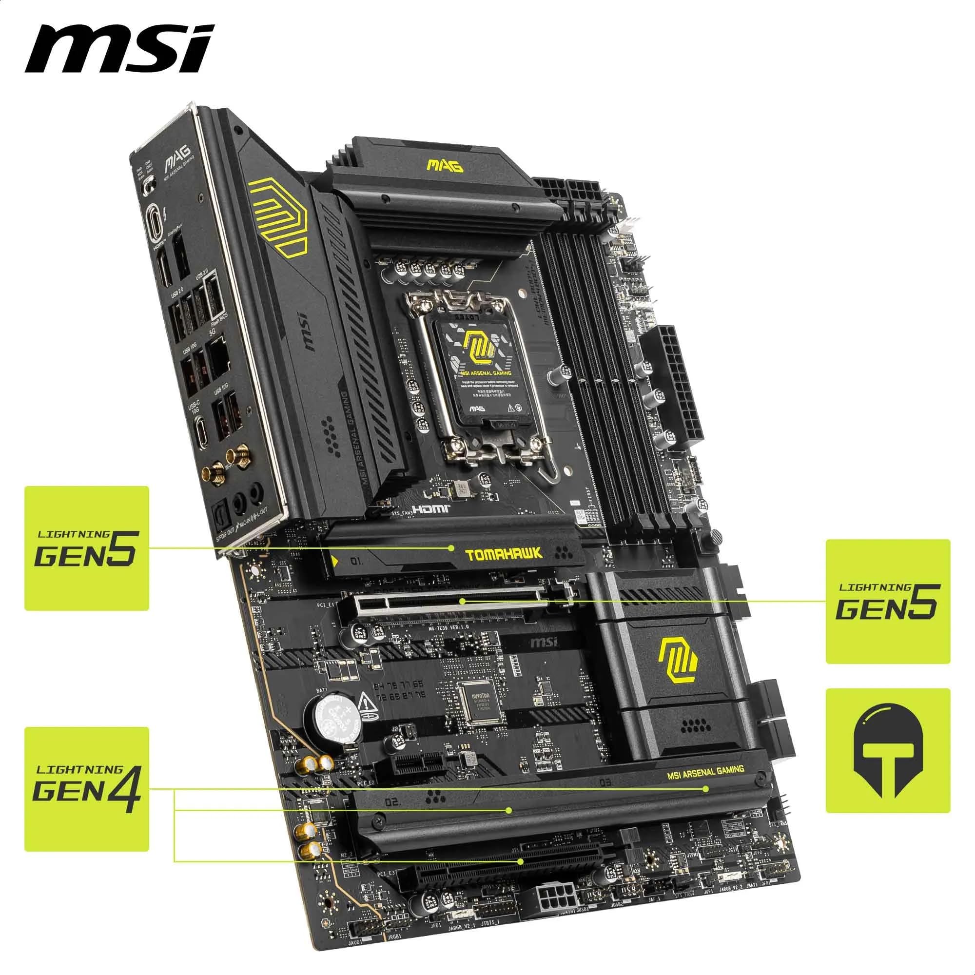 MSI MAG B860 TOMAHAWK WIFI - Scheda madre ATX, supporta i processori Intel Core Ultra (Serie 2), LGA 1851 - DDR5 Memory Boost 9200+ MT/s OC, 1 x PCIe 5.0 x16, 1 x M.2 Gen5, LAN 5G, Wi-Fi 7