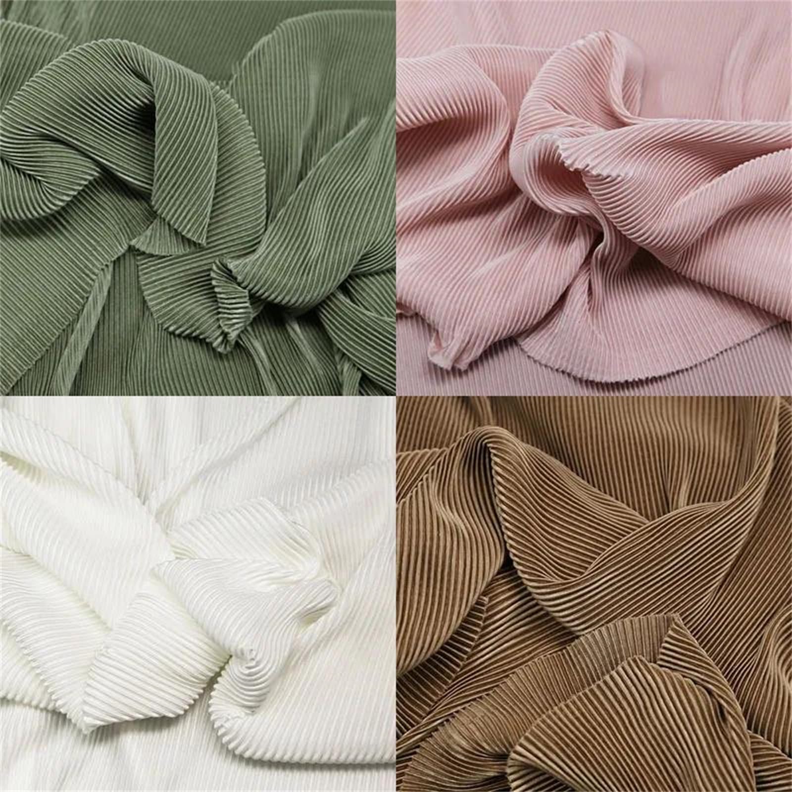 Tejido de gasa perlada plisada, Gasa perlada plisada 150cm tejido a rayas elástico texturizado costura multicolor DIY(3)