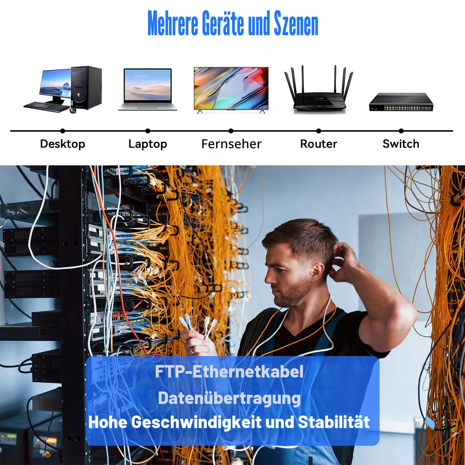 150m Netzwerkkabel Verlegekabel, Lan Kabel 150 meter Außen Cat 6 150m FTP | Ethernet Kabel Hochgeschwindigkeits Abschirmung Installationskabel Datenkabel |Outdoor Indoor Wetterfest, 23AWG, Anti-Jamming