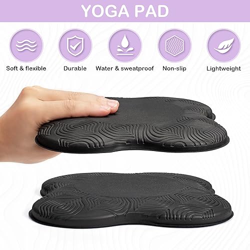 Miniatura 4 de 's Juego de almohadillas de apoyo para yoga, 2 almohadillas + 1 alfombrilla (negro) - Cojines de codo y rodilla para yoga, pilates, meditación y