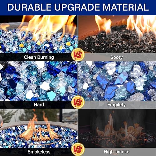 Miniatura 6 de NUPICK Vidrio de fuego de 10 libras para fogata, vidrio de fuego templado mixto de 12 pulgada en mezcla Bahama para fogata de propano y chimenea de