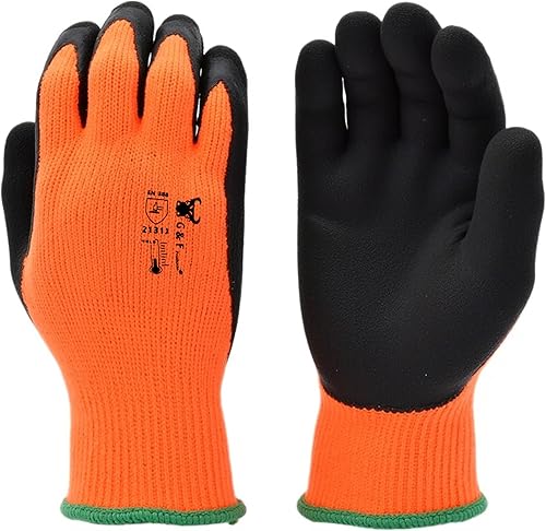 G & F 1528 guantes térmicos resistentes texturizados recubiertos de látex de alta visibilidad con buen agarre