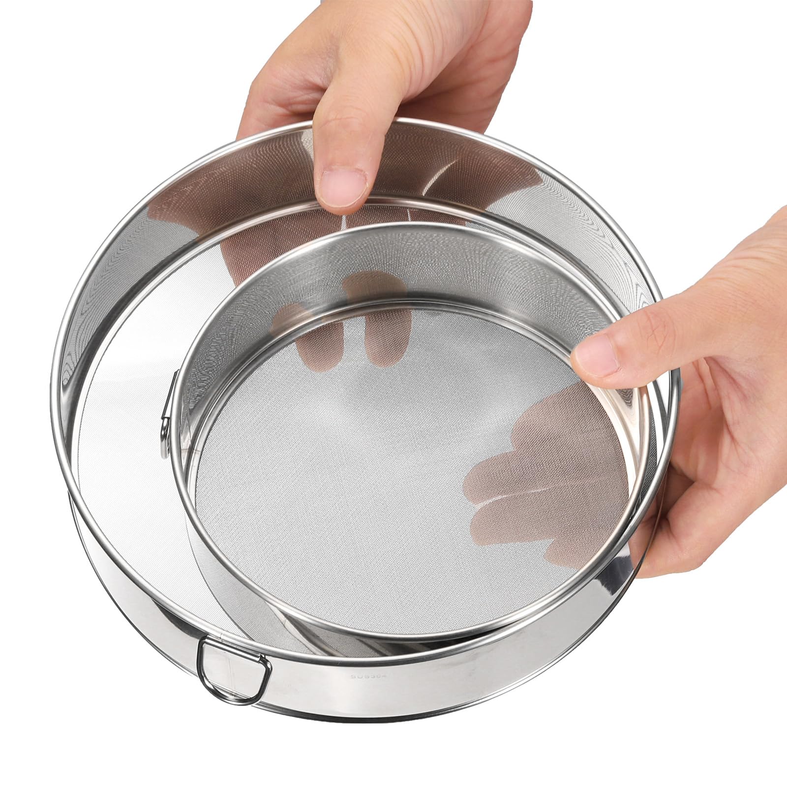 QUARKZMAN Setaccio per Farina in Acciaio Inox 304, 15Cm 40 Mesh Setaccio Rotondo Mini Setaccio A Maglia Fine per Cottura Torta Pane, Argento