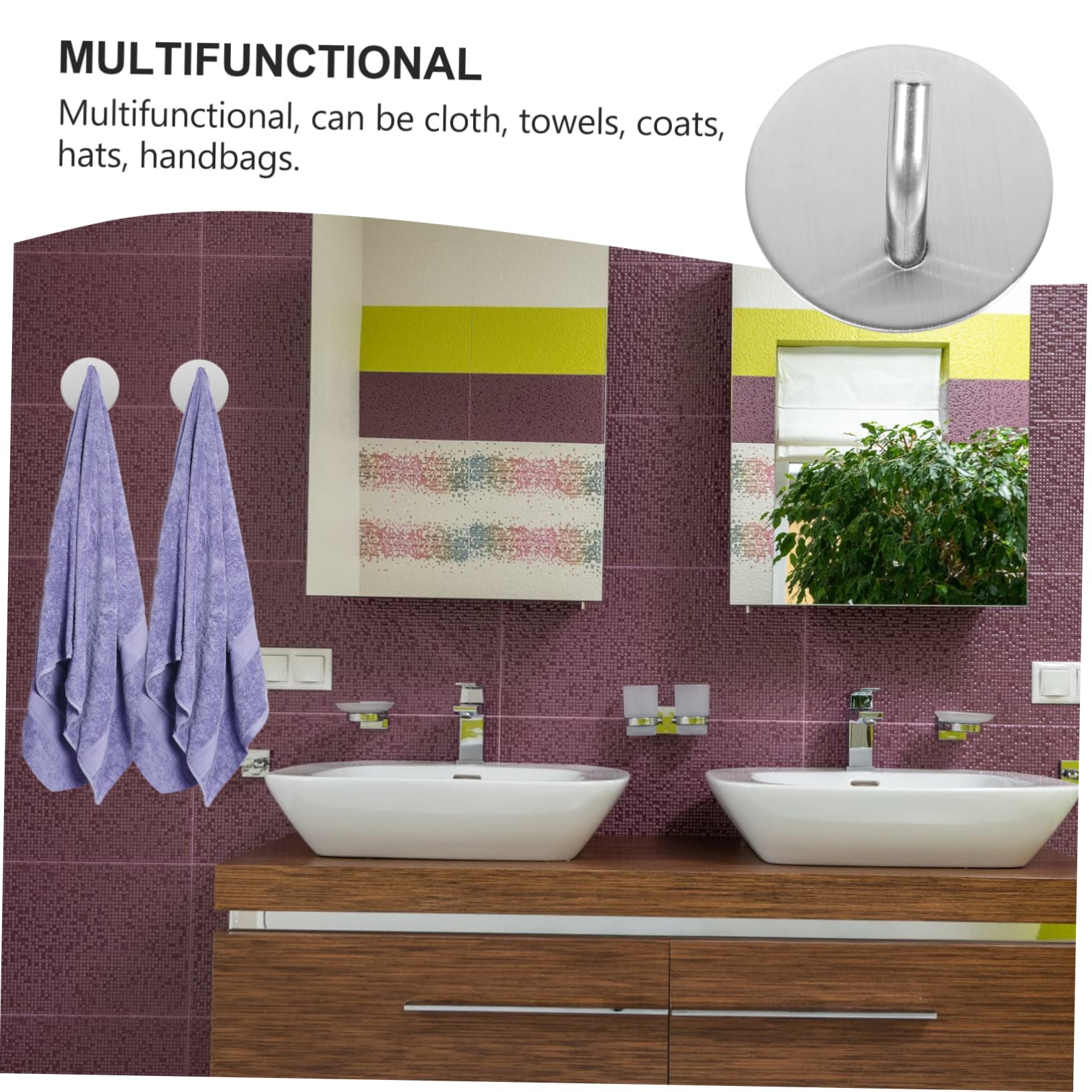 DOITOOL 12pezzi Ganci Adesivi Acciaio Inossidabile Da Impermeabili e Resistenti Per Appendere Asciugamani e Accesorii Cucina e Bagno