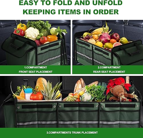Miniatura 5 de Organizador de maletero de automóvil, almacenamiento plegable resistente de 115 litros, con bolsa térmica aislada a prueba de fugas, organizador de