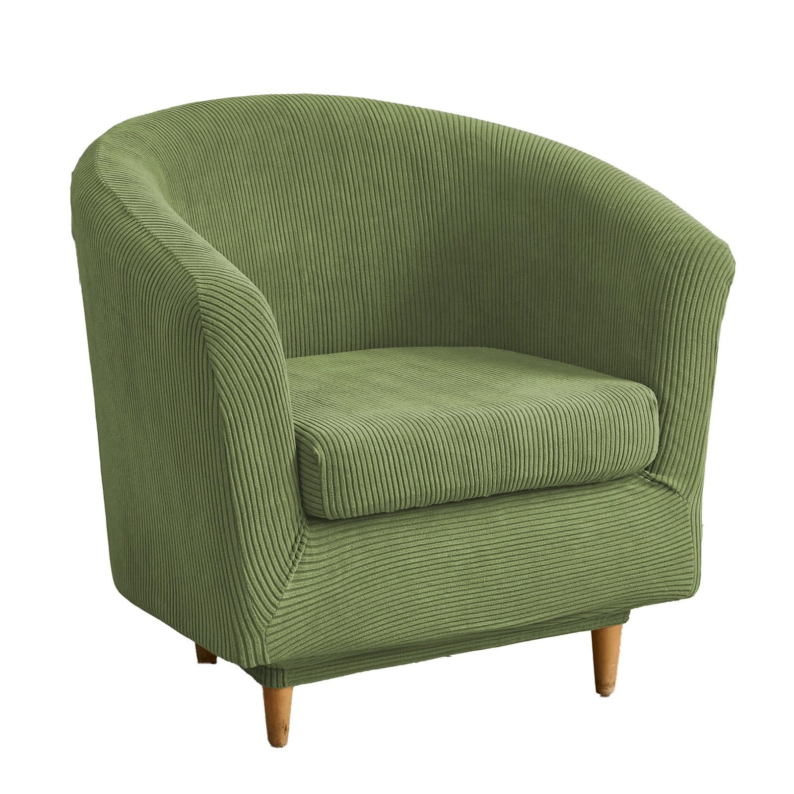 2 Piece Club Chair Cover Stretch Tub Chair Slipcover Soft Round Barrel Chair Covers with Elastic Bottom for Bar Counter Living Room(Olive green)