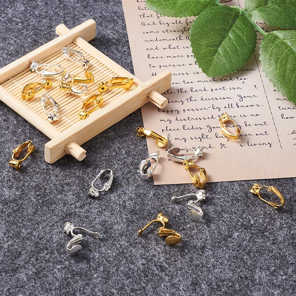 Orecchini a clip per orecchie da 50 pezzi Orecchini in ferro placcato argento dorato Base per impostazione in bianco Fit Cabochon in vetro da 10 mm Componenti per la creazione di gioielli