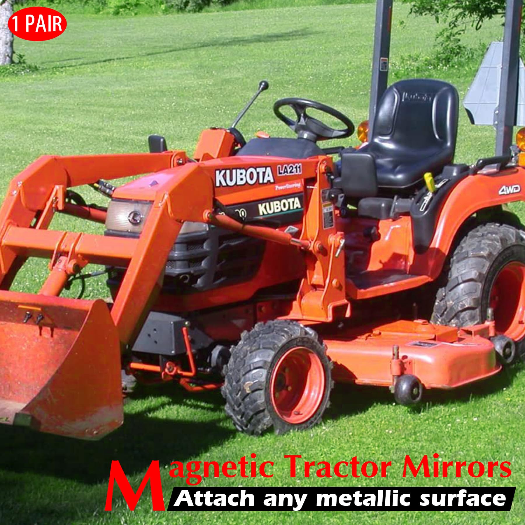 MUTUACTOR Trattore Specchio, accessorio universale per trattore magnetico, senza foratura, antiscivolo, magnetico, camion, golf, specchietto retrovisore, accessorio per trattore (1 paio)
