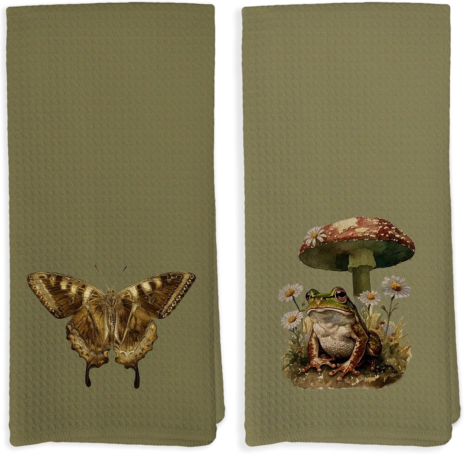 Amazon.com: VRW Vintage Butterfly and Mushroom Kitchen Towels Set of 2 ...