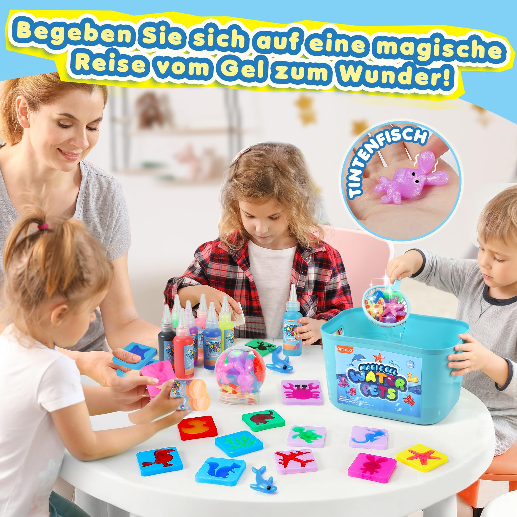 URMYWO Magic Water Gel Toy Kit, DIY 3D Magisches Wassergel-Spielzeug, Aqua Gelz Set mit 20 Farben & 24 Formen, Kreatives Spielzeug Geschenk für Kinder ab 3+, Jungen und Mädchen