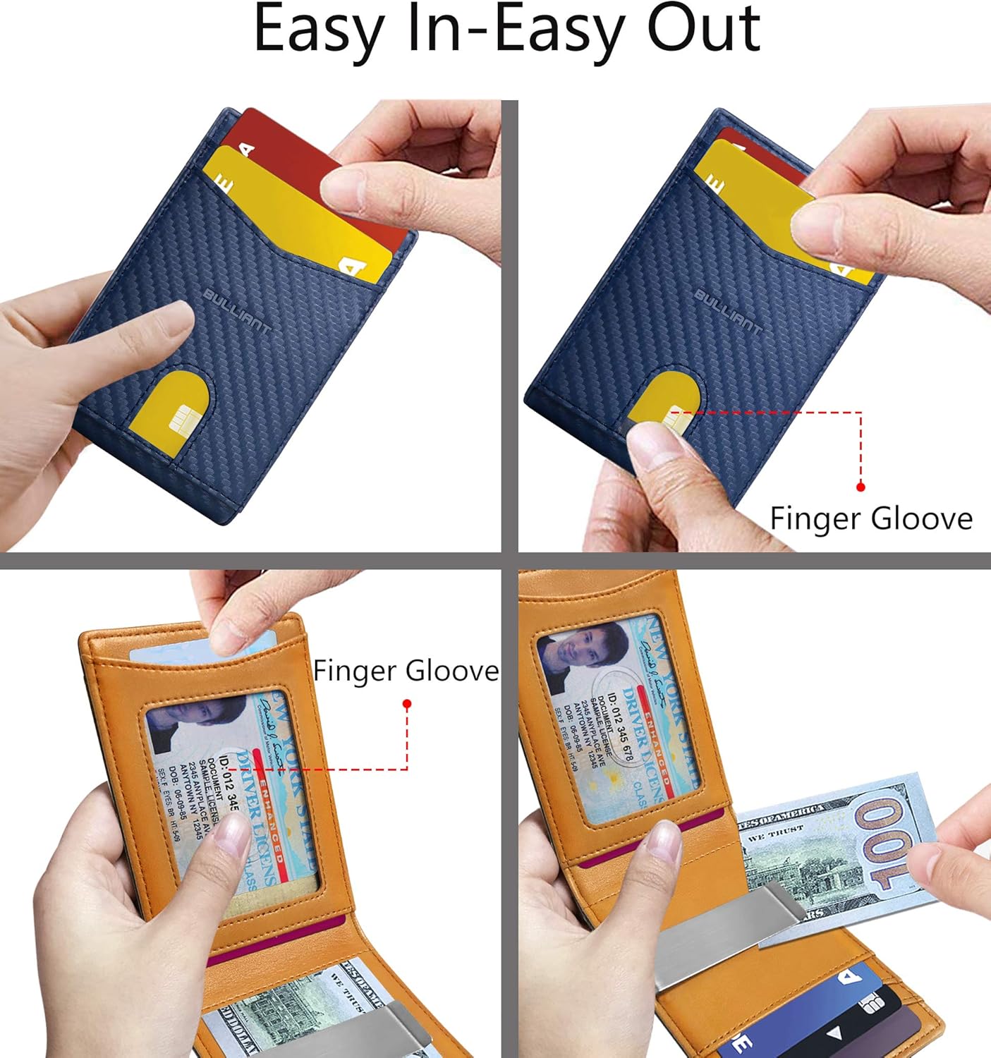 Miniatura 6 de BULLIANT - Billetera delgada con clip para billetes billetera para bolsillo frontal para hombre con ranuras para 9 tarjetas de 3 x 425 pulgadas