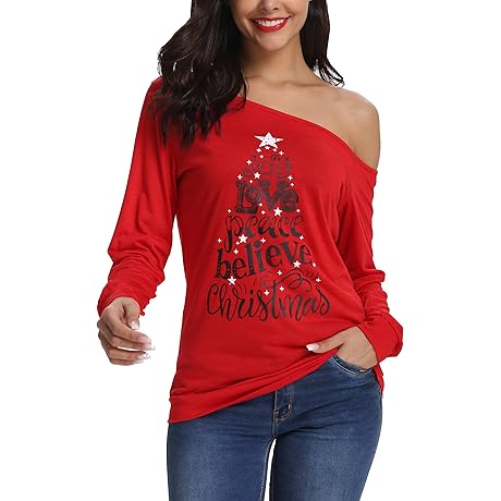 Women's Sexy Off Shoulder Christmas Top