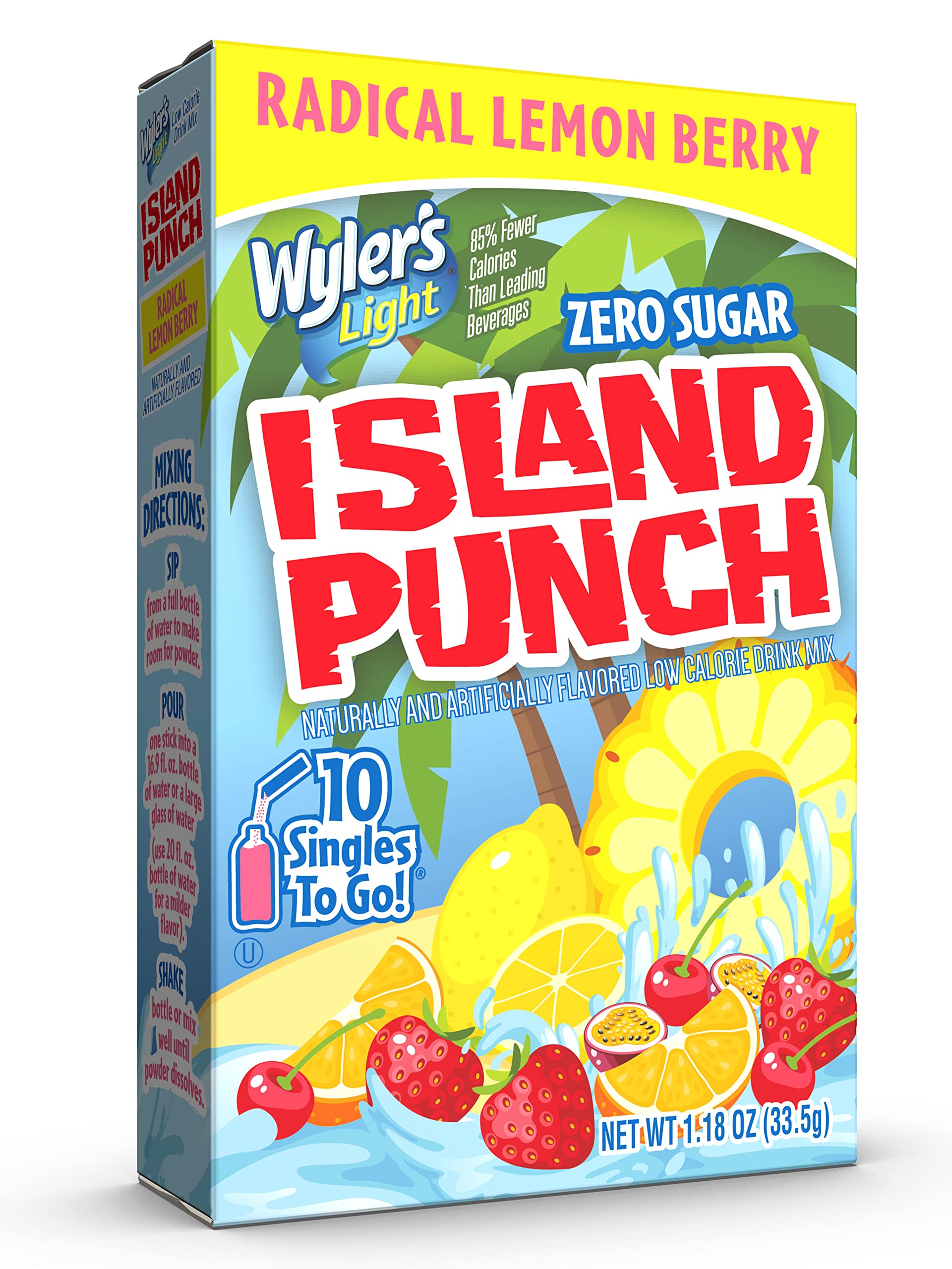 Wyler's LightISLAND PUNCH RADICAL LEMON BERRY SINGLE TO GO DRINK MIX 6 BOXES