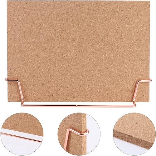 Miniatura 5 de TOYANDONA Tablero de anuncios de corcho con soporte de metal, pin de madera, tablero de notas de escritorio para oficina en casa (base oro rosa)