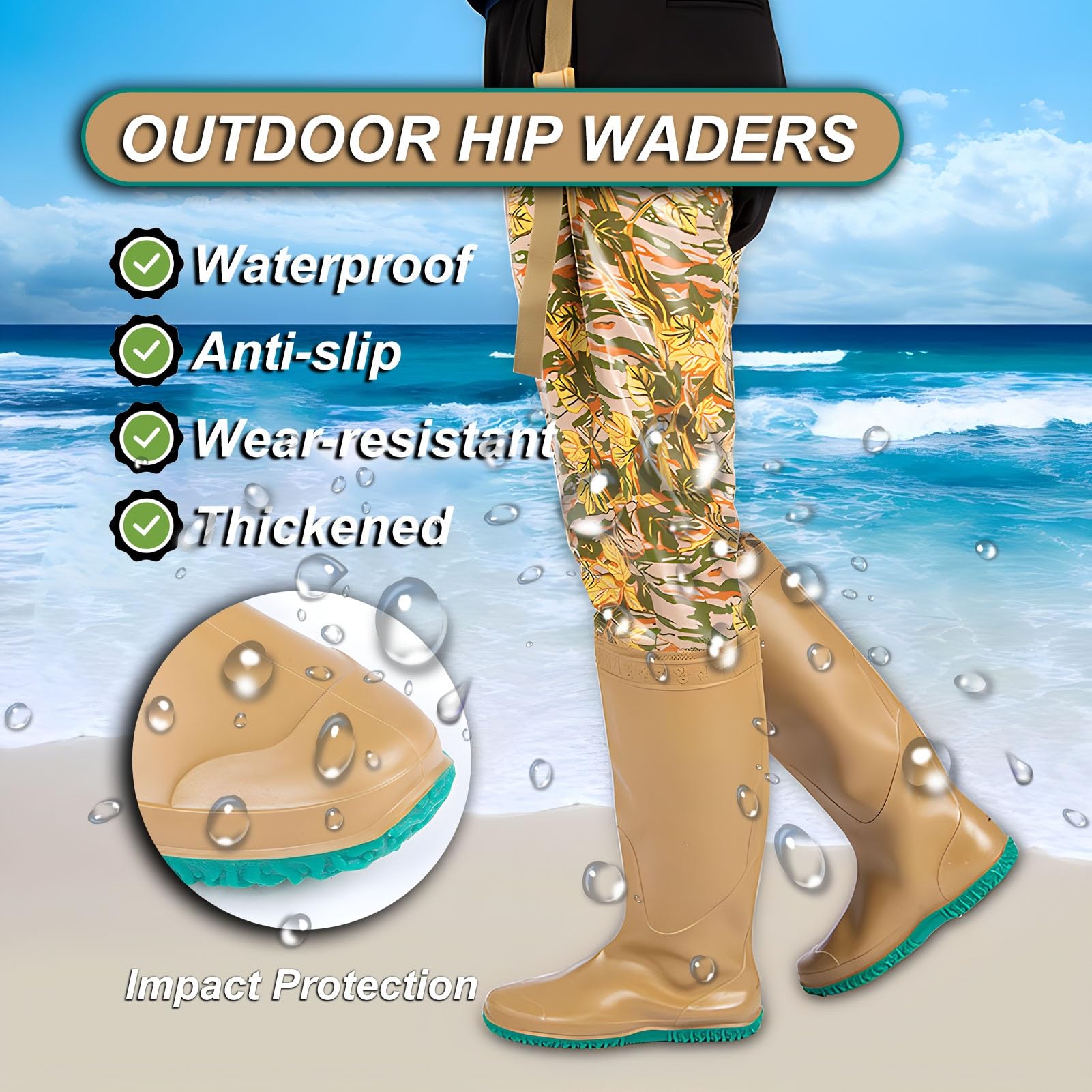 Waders hip Stivali da Caccia All'aperto, Stivali da Pesca Mimetici Antistrappo Impermeabili, Per Paludi, Agricoltura E Miniere