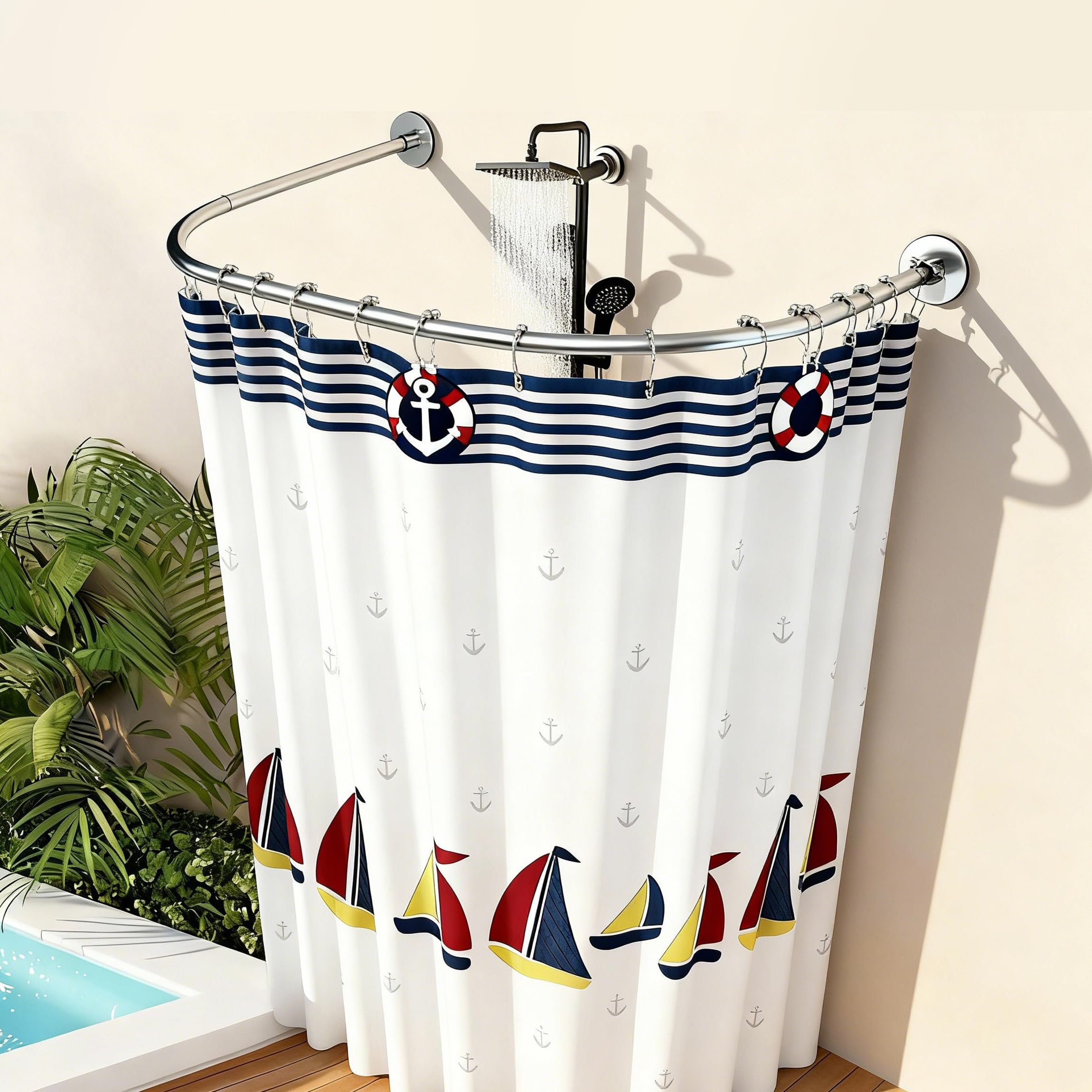 ZAIONE Binario per tenda da doccia a forma di U: regolabile 90-130 x 100 x 90-130 cm a forma di U / L curvo argento asta per tenda senza trapano