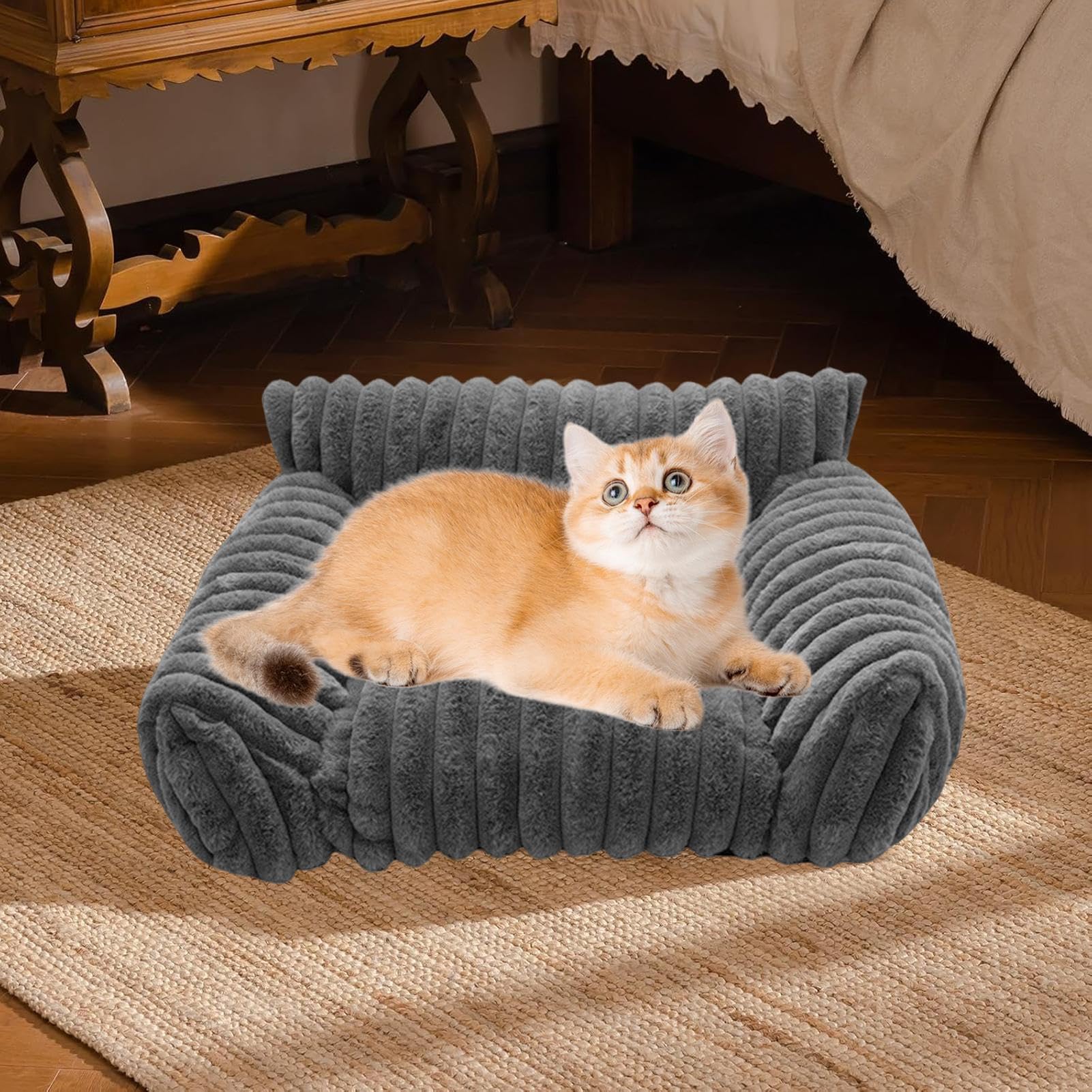 Sofas Bett für Haustiere, Sofa für Haustiere, für den Innenbereich, erhöht, flauschig, für Katzen und Hunde, für den Innen- und Außenbereich, Reisen, Apartment, Auto, Hof