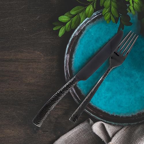 Miniatura 3 de Hampton Forge Paris Hammered - Juego de cubiertos de acero inoxidable, 20 piezas, color bronce