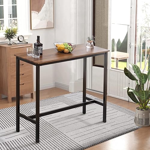 Miniatura 19 de Aklaus Mesa de bar de 40 pulgadas, mesa rectangular de altura de barra industrial con marco de metal dorado resistente, parte superior de mármol