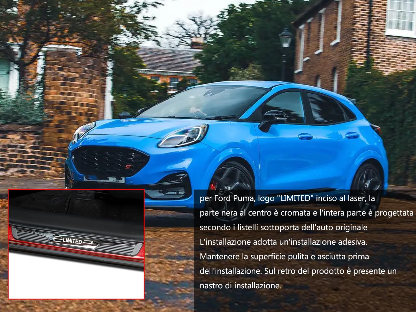 Protezione battitacco per Ford Puma in acciaio con protezione portiera in plastica, protezione ingresso portiera auto Accessori 2019 2020 2021 2022 2023 2024