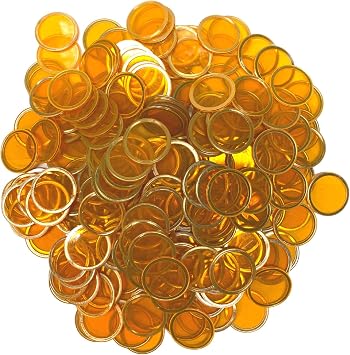 MR CHIPS Magnetic Bingo with Metal Ring 3/4 Inch 100 Upgraded Pieces Transparent Available in 7 Colors A Reusable Bag