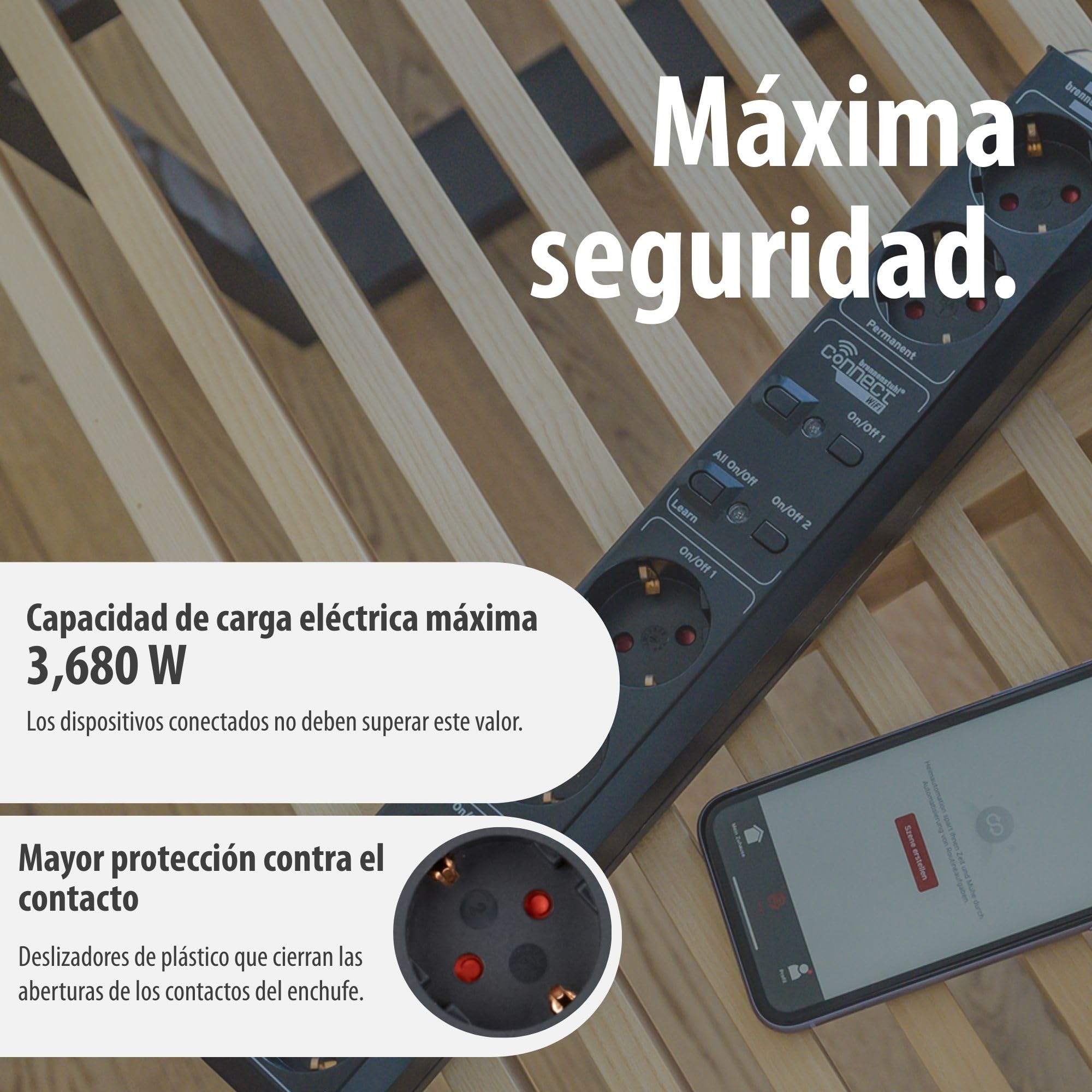 Brennenstuhl Connect Regleta Inteligente Eco-Line WS EL0102 con 6 Tomas programable (Regleta WiFi, Control por App o Voz, aplicación Gratuita, Compatible con Alexa y Google Assistant) Negro