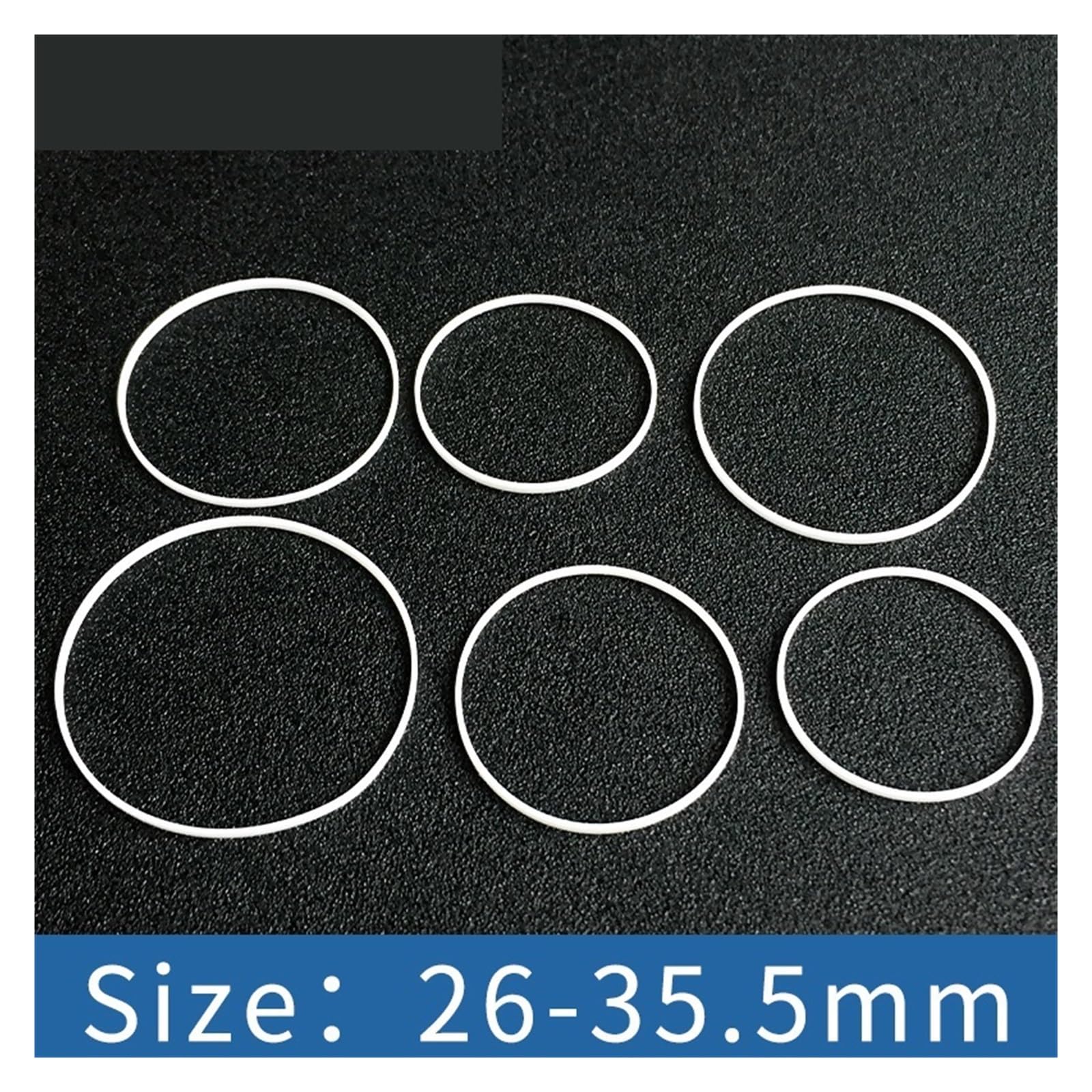 Joints Pour Verre De Montre En PTFE Blanc - Diamètre Intérieur 34 Mm, épaisseur 0.5 Mm, Hauteur 1.2 Mm, Lot De 2