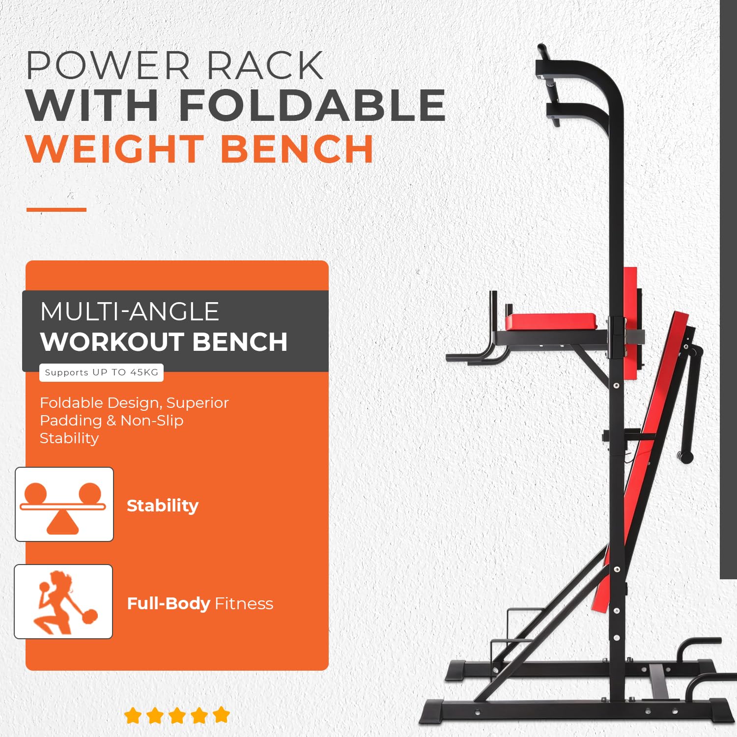 Power Rack con panca pieghevole per pesi, attrezzatura da palestra domestica
