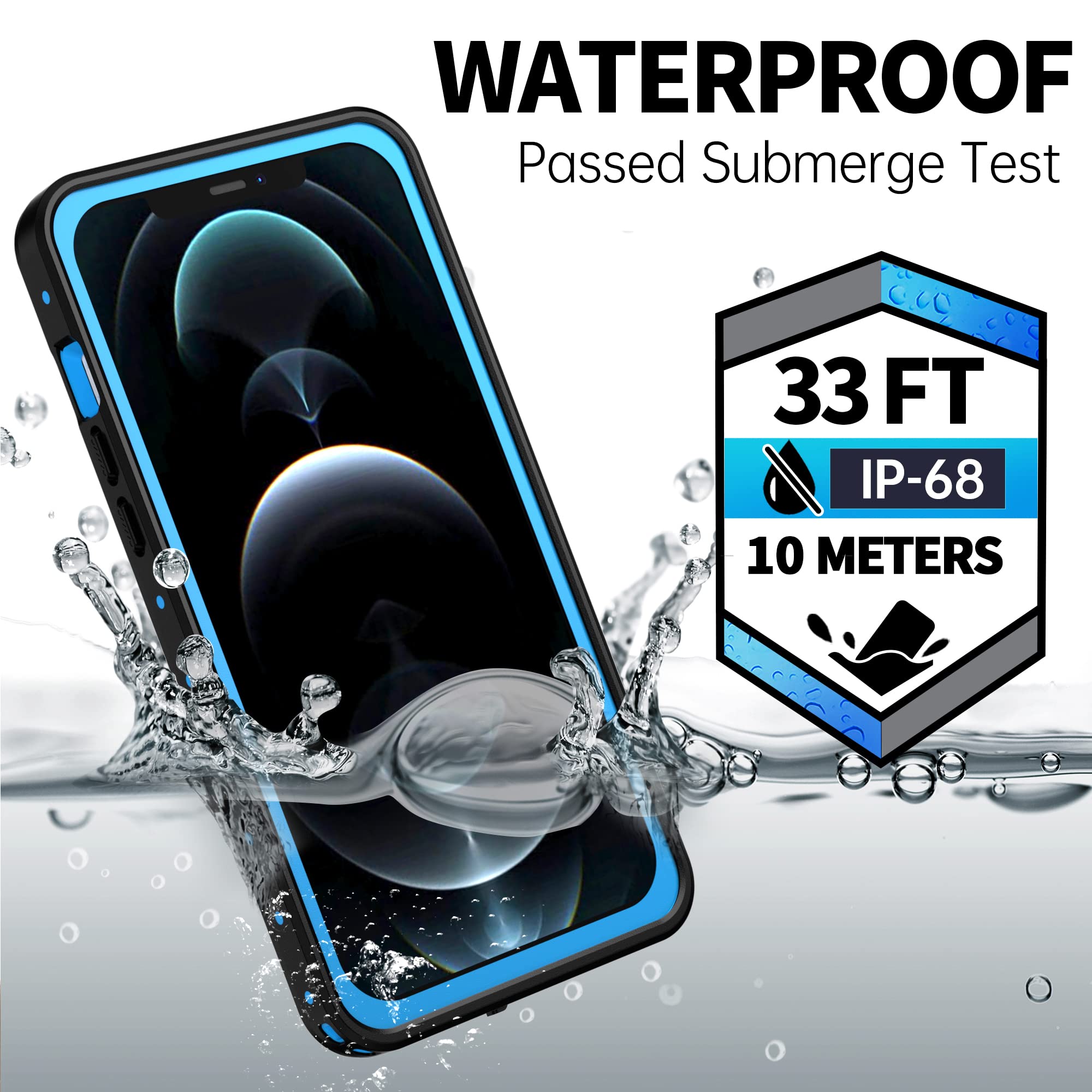 BEASTEK Funda impermeable para Apple iPhone 12 Pro Max, serie NRE, a prueba de golpes, a prueba de polvo bajo el agua certificado IP68, con protector de pantalla integrado, 6.7 pulgadas (azul)