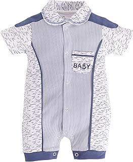 BABY GO Baby Boys &amp; Baby Girls Cotton Romper | Half Sleeve Polo Collar Jumpsuit | Newborn Infant Summer Outfit with Button...