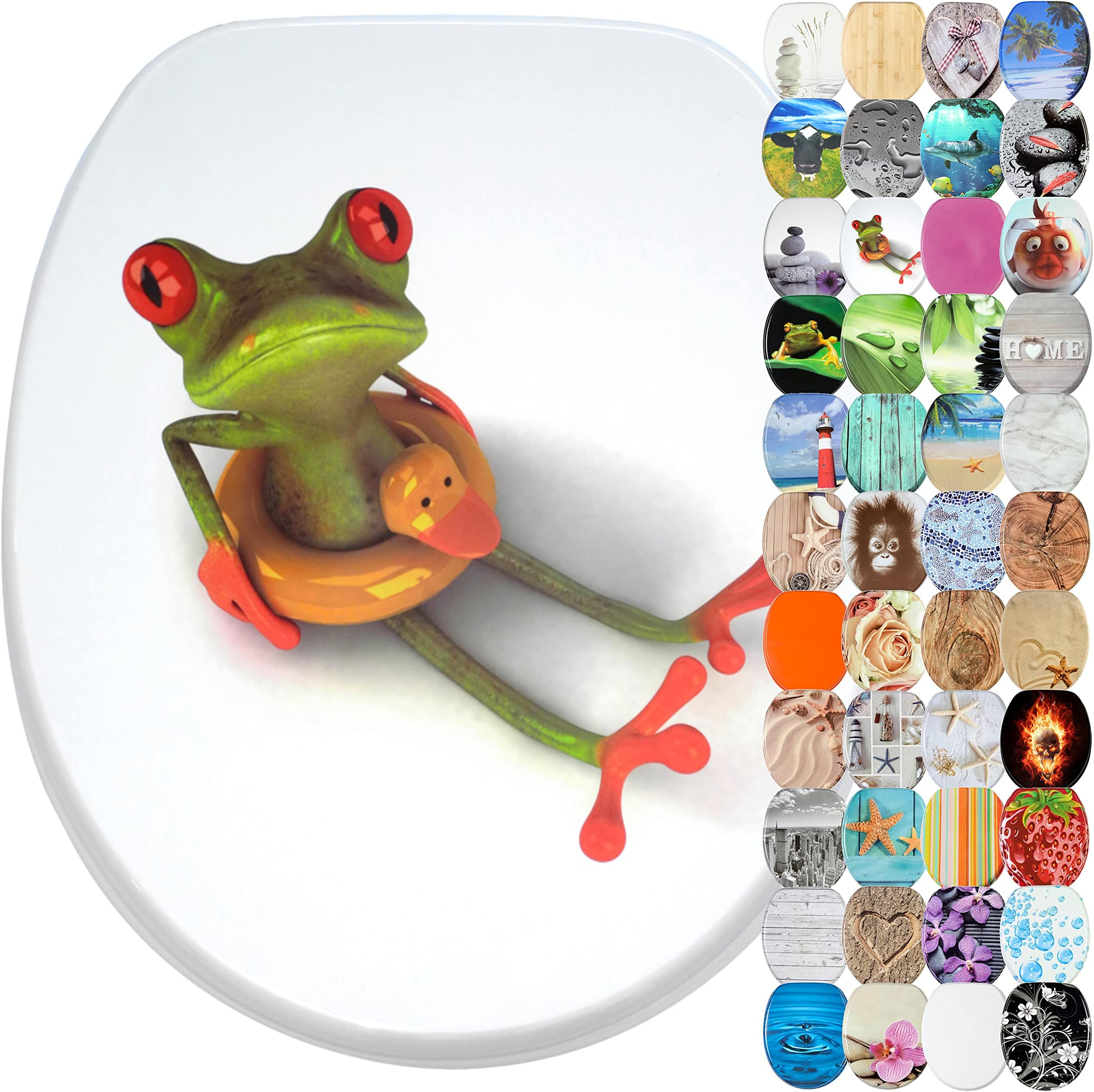 Sanilo Toilet Seat, Wide Choice of Beautiful Toilet Seats, Stable Hinges, Easy to Mount (Froggy)