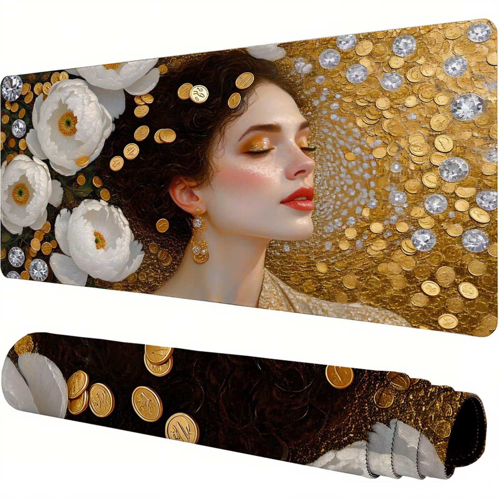Żółta podkładka pod mysz XXL 1200 x 600 x 3 mm damska podkładka pod mysz do biura akcesoria antypoślizgowa gumowa podstawa i szyte krawędzie podkładka pod mysz dla graczy do dekoracji biura