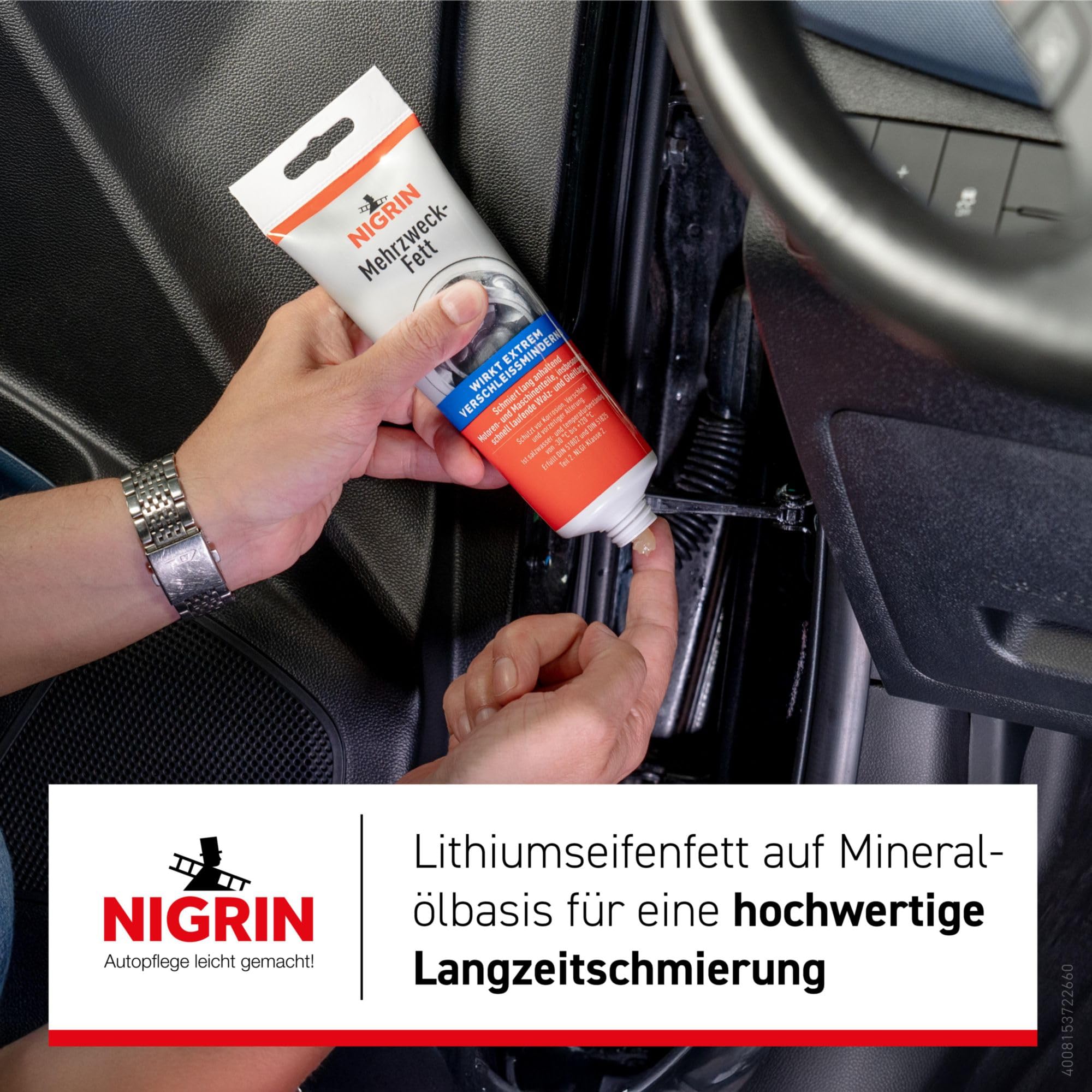 NIGRIN Grasa multiuso, tubo de 50 g, protege los motores de la corrosión y el envejecimiento, resistente a la temperatura de -30°C a +120°C