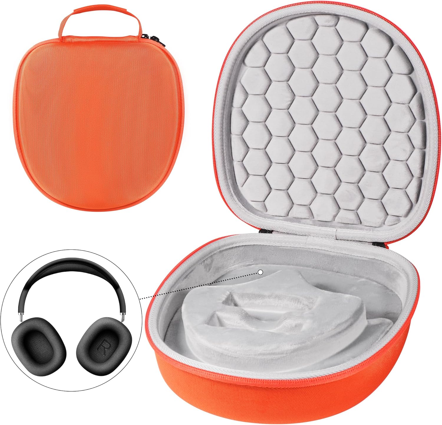 Hard Organizer Portable Carry Travel Case for Bose QC25/QC35/QC45/NC700/Sony/JBL Headphones  Shockproof, Waterproof, Durable Protection, Orange - Small (Opaque)