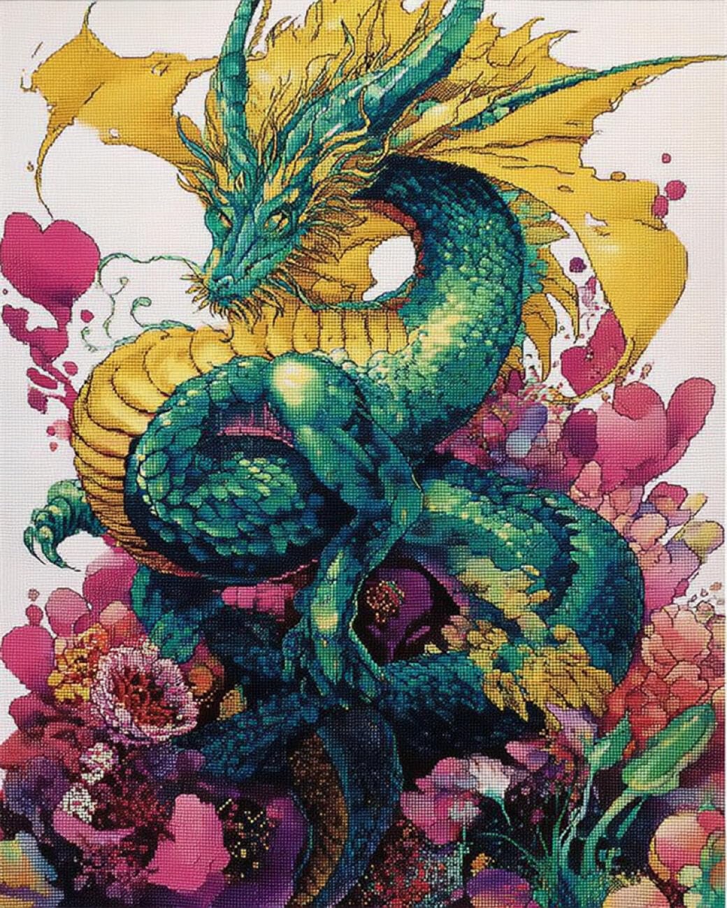 RKFLGEW DIY Embroidery Set Colorful Dragon 30x40cm