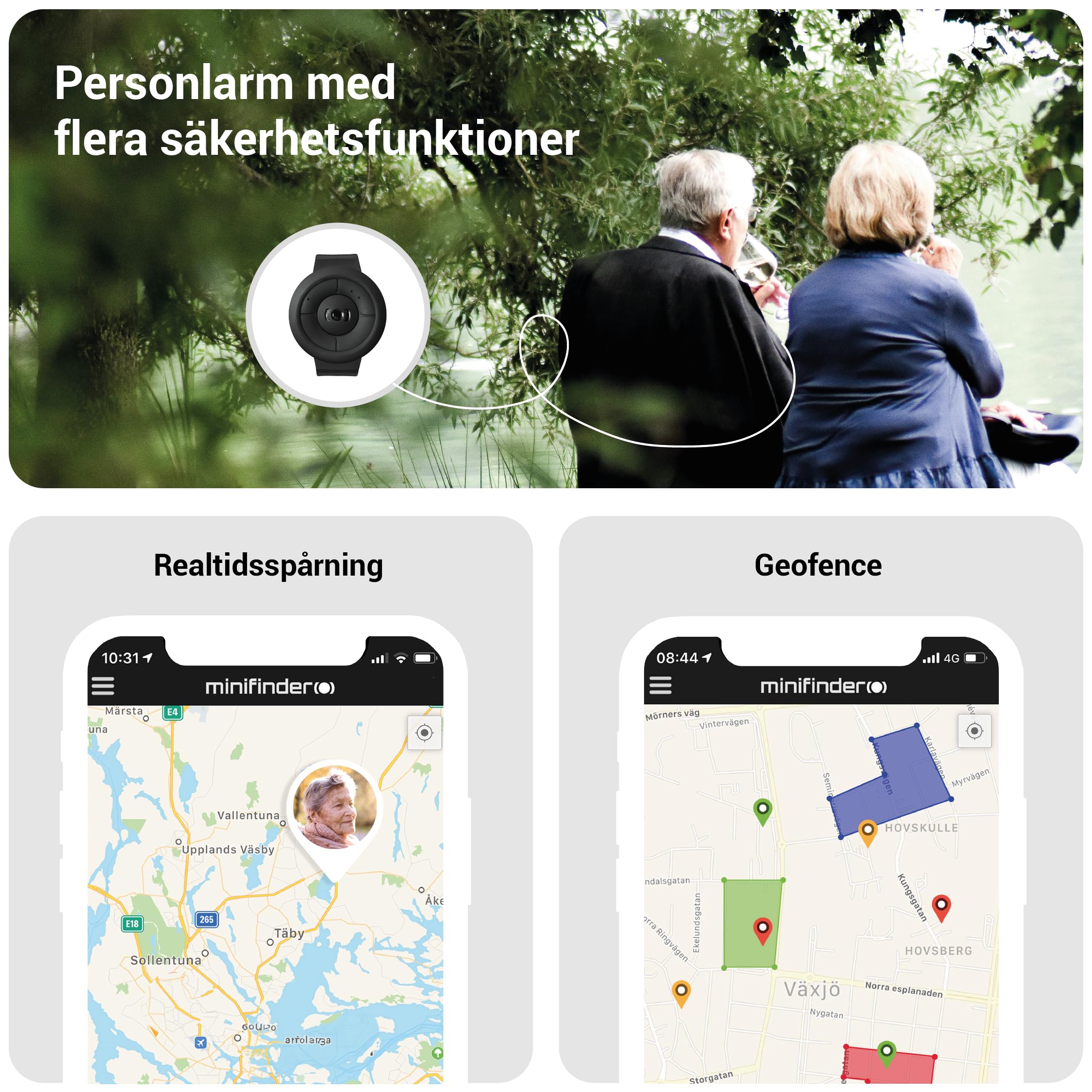 MiniFinder Nano - Alarma personal GPS - Alarma de seguridad en formato reloj - Formato de reloj rastreador GPS - Botón de alarma y función de llamada