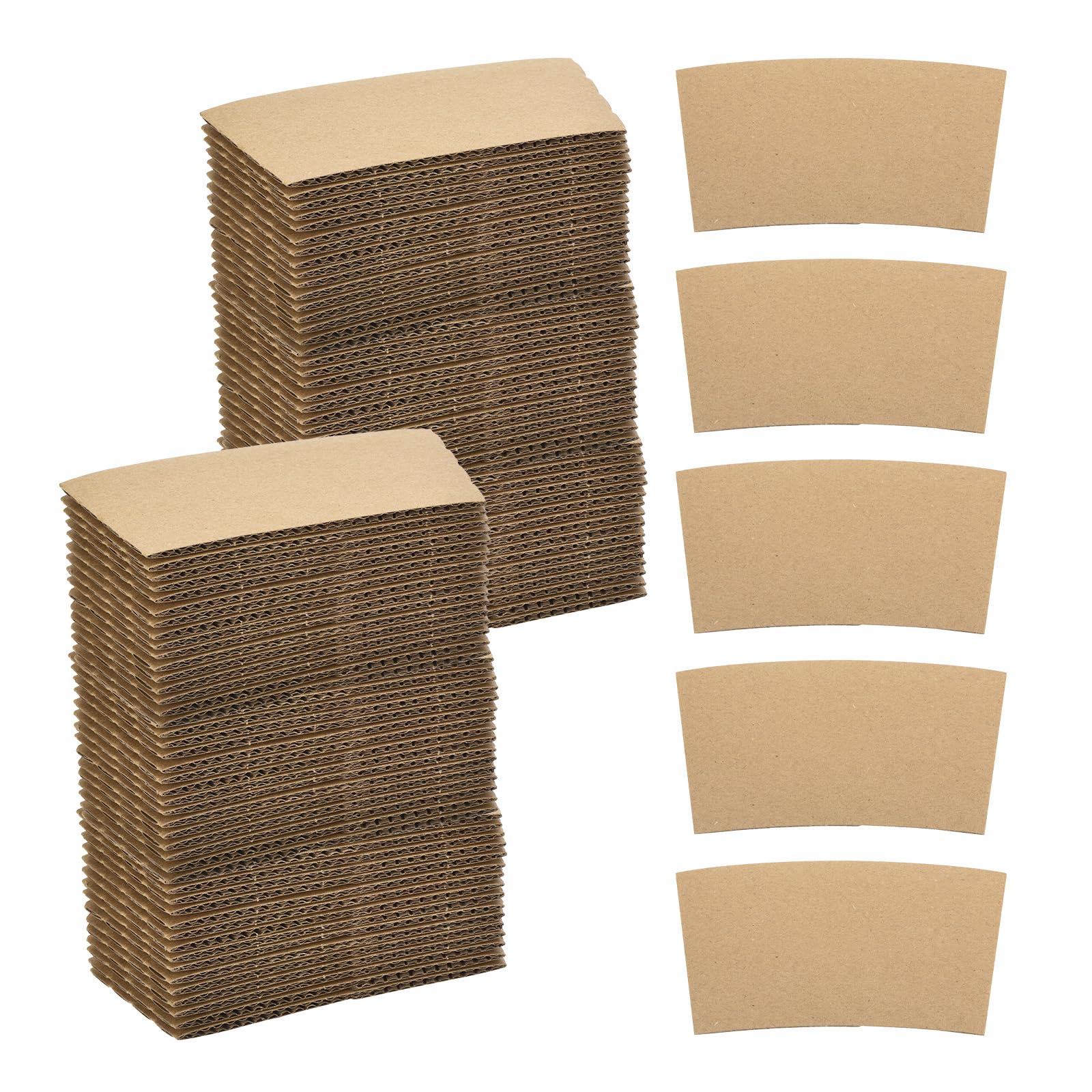 QUARKZMAN 100Pcs Manchons de Tasse à Café Jetables, Manchons de Tasse en Carton pour Tasses en Papier Isolation Protection des Mains, Porte-Boisson Chaud Marron