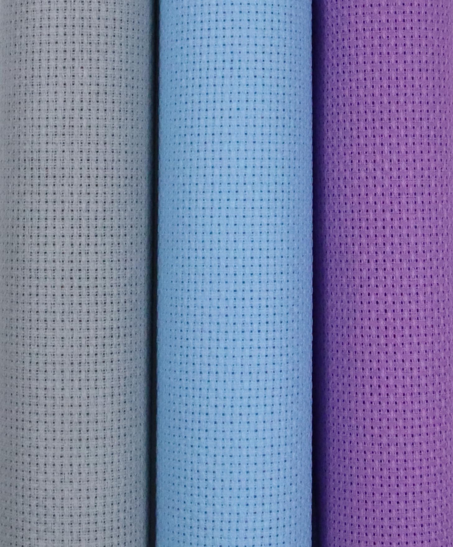 KCS 3 pc of 15" x 18"(38cmx45cm) 16 Count Cross Stitch Cotton Aida Cloth Needlework Rolled Fabric Box,16CT,Light Grey+Light Blue+Lavender